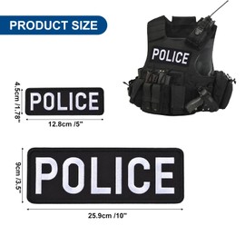 sourcing map Police Patch with Hook and Eyelet, Embroidered Police Patch, Durable Fabric, Police Badge for Police Vest, Jacket, Clothing, Backpacks, Hats, White (1 Piece Small and 1 Piece Large)