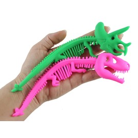 Curious Minds Busy Bags Set of 12 Dinosaur Skeleton Fossil Bone Puffer Stretchy Noodle Toys - Fun Long Stretch Toys - Fidget Sensory Toy - Stretchy Noodles String Fiddle (1 Dozen)