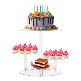 ECOSEAO 2 Tier Cupcake Tower Acrylic Display Premium Cupcake Holder Dessert Tree Tower for Birthday Cady Bar Party Décor Weddings Birthday Parties Events (Mcake-12)