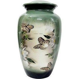 hlc URNS Lovely Butterfly Cremation Urn for Human Ashes - Adult Funeral Urn Handcrafted - Affordable Urn for Ashes (Adult (200 lbs) â 10.5 x 6 â, Lovely Butterfly Cremation Urn)