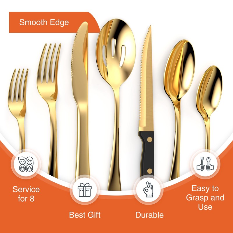 Tribal Cooking 49 Piece Gold Silverware Set - Service for