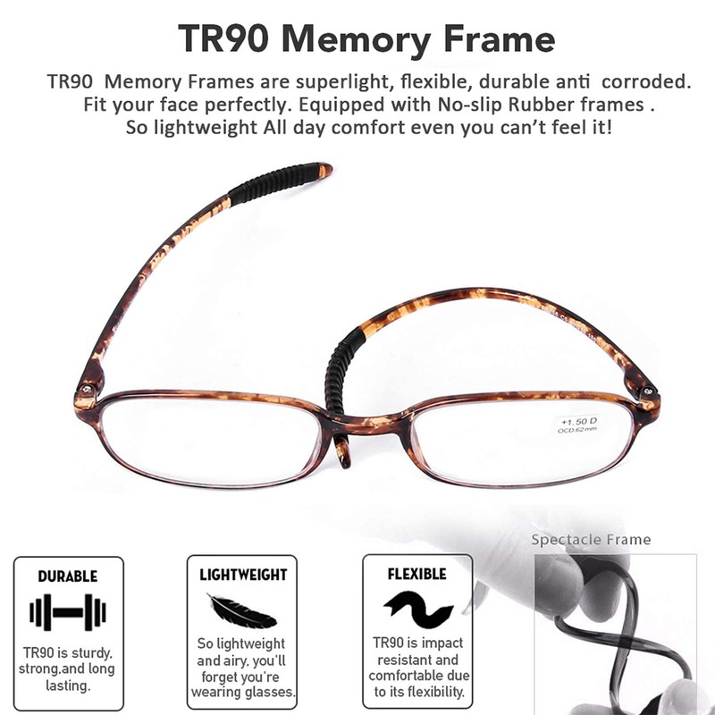 AQWANO 4 Pack Computer Reading Glasses Blue Light Blocking Lightweight