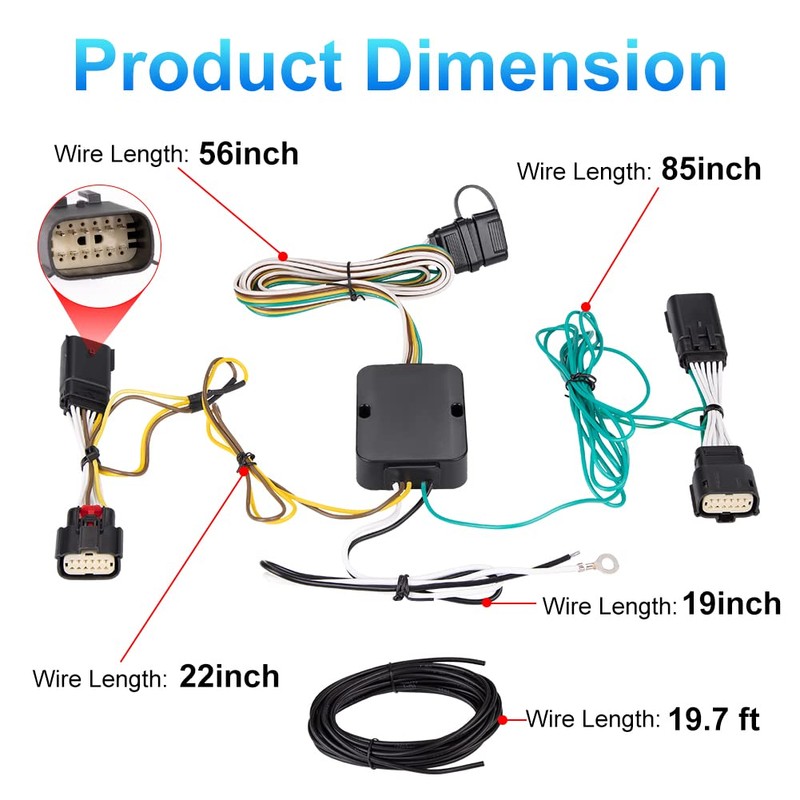 WATERWICH 4 Way Trailer Wiring Harness Compatible with Jeep Wrangler
