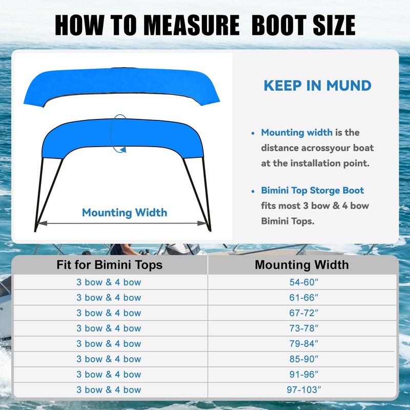 3Bow Bimini Top Storage Boot Cover with Light Hole Bimini