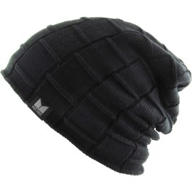 KB ETHOS Thick Box Knit Slouch Sherpa Fleece Lined Knit Winter Hat Beanie Toque