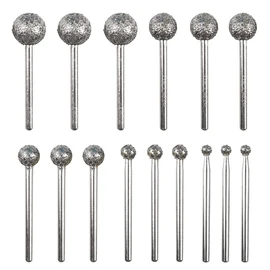 CBRIGHT Ball Shape Diamond Burr Bit,15pcs 36# Coated Course Burrs Set 1/8inch Shank Diamond Tools Set for Most Rotary Tool Grinder