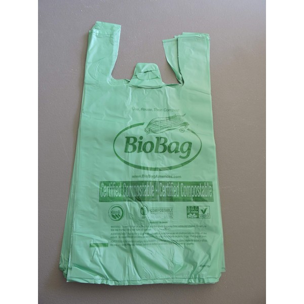 BioBag Biodegradable Bags - Compostable Bags Large T-Shirt Syle (1 Bundle of 50)