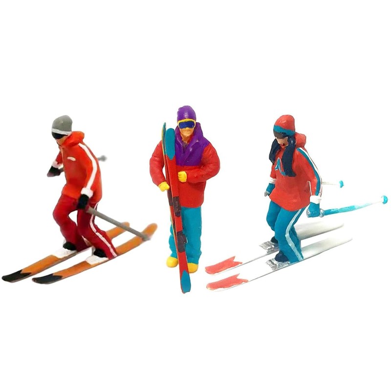 Hsthe Sea 3 Pieces Miniature Model Skiing Figures Scenario Scenes