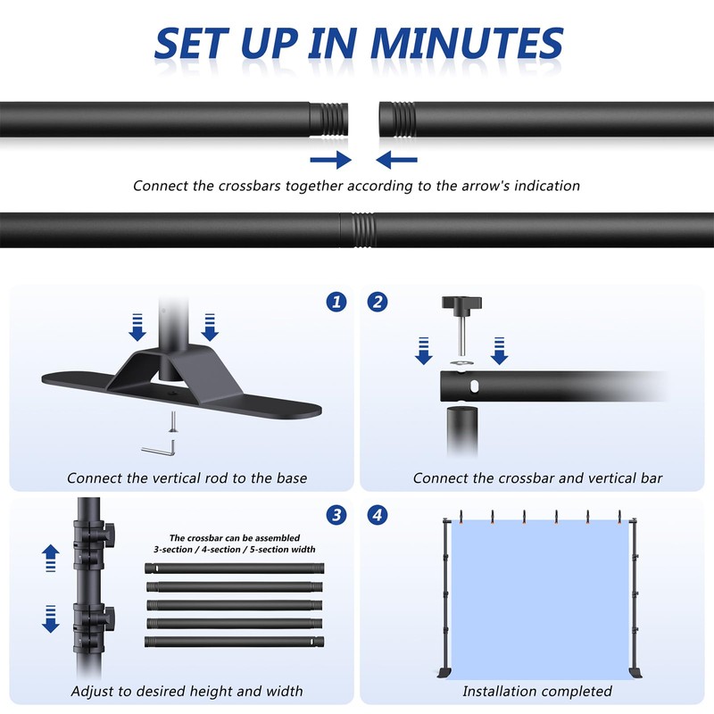 Backdrop Banner Stand 10x8ft，Adjustable Heavy Duty Photo Backdrop Stand，Step and