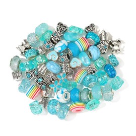 Walquicks 60 Pcs European Large Hole Beads, Assortment Colors, DIY Jewelry Making Charm Beads