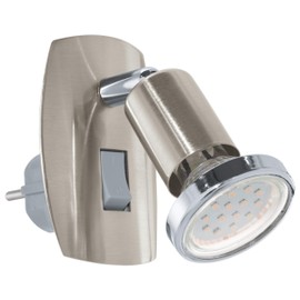 Eglo Socket spot Mini, Plug Light, Socket lamp Made of Steel, Colour: Nickel matt, Chrome, Socket: GU10, incl. Switch