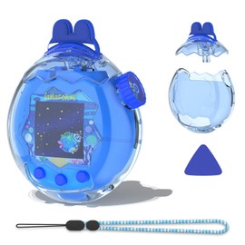 For Tamagotchi Paradise 専用 2点セット全面保護 高硬度PCハードケース+可愛いキャラ耳カバー 耐衝撃 防塵 キズ防止 透浅ブルー&青耳透明 装着したまま充電可能 ストラップ&オープンツール付き 高密着設計