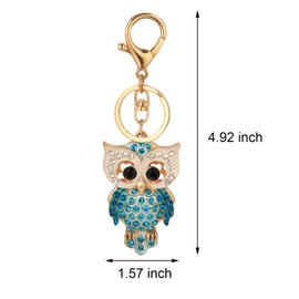 AMNGYOOK Owl Keychains, Cute Owl Shape Key Chain Crystal Rhinestone Animal Key Ring For Bag Wallet Purse Handbags Cars Key (White)