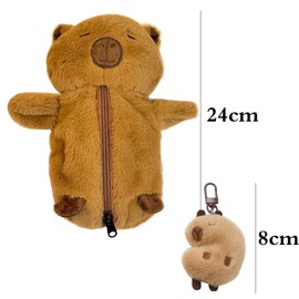 MEZHEN Capybara Plush Pencil Case Capybara Pencil Case Plush Pendant Makeup Bag Stationery Organiser Bag Pencil Case Teenager School Pencil Case Back to School, brown, Cartoon