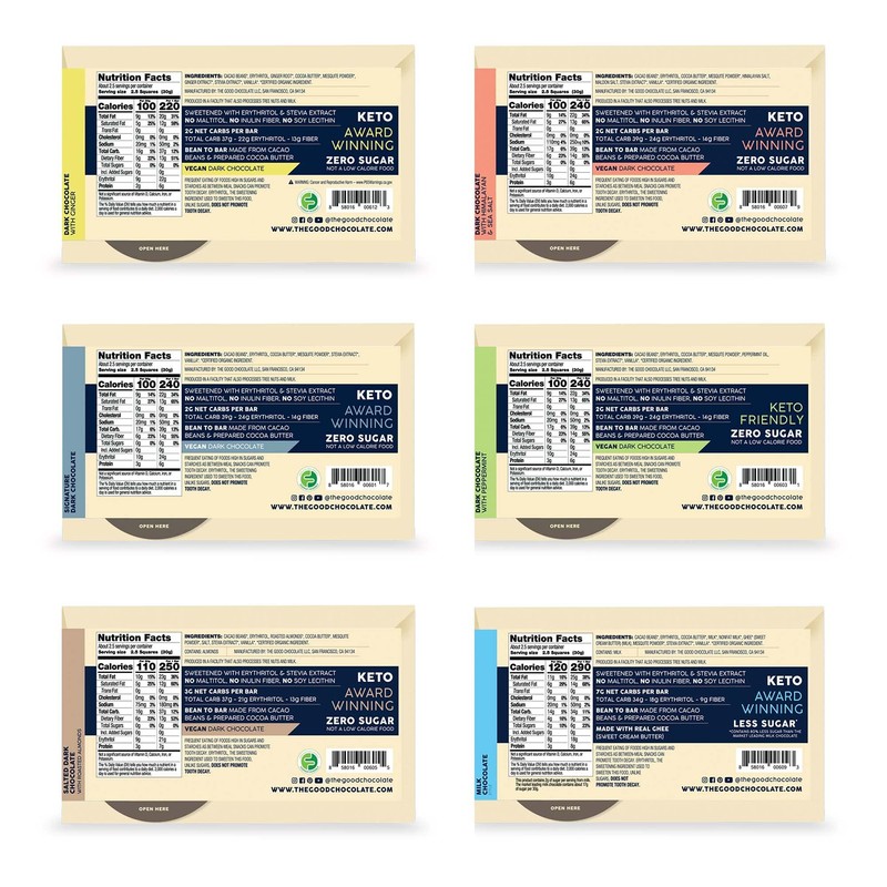 The Good Chocolate - Keto Chocolate Variety Pack, Zero Sugar,