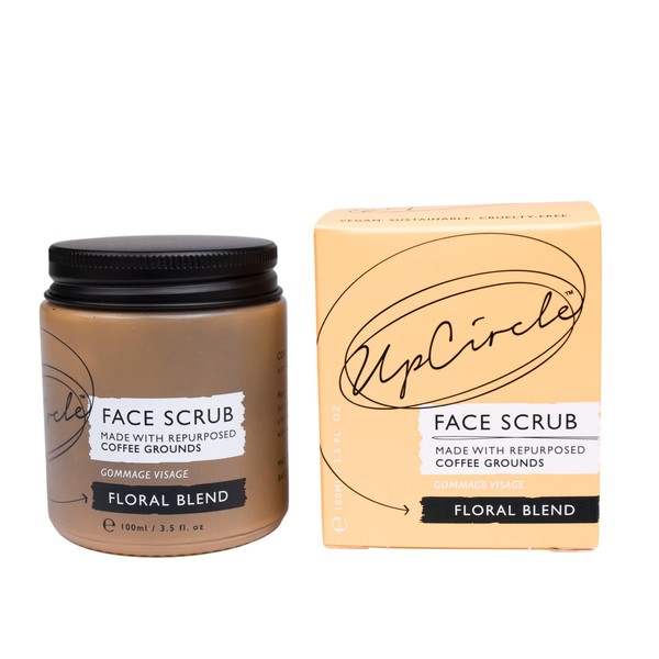 UpCircle Coffee Face Scrub - Floral Blend For Sensitive Skin 3.5oz - Chamomile, Shea Butter, Coconut + Rosehip Oil - Natural, Vegan Face Exfoliator For Soft, Smooth Skin