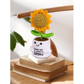 U-Goforst Teacher Appreciation Gifts for Women, Crochet Sunflower Pot, Gift from Student for Teacher Appreciation Week, Graduation, Birthday, Christmas, Last Day of School