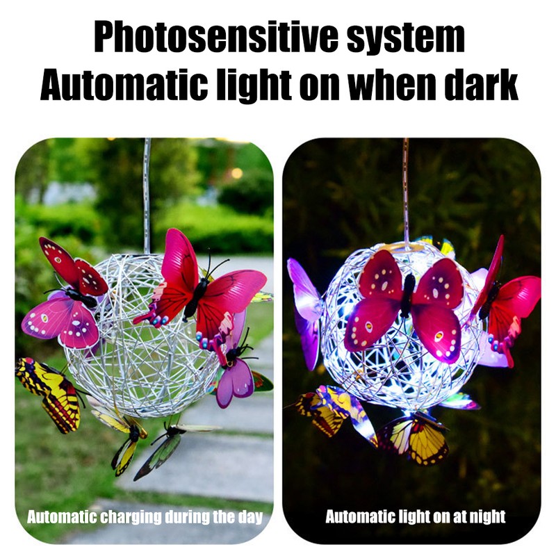 Hanging Solar Light Butterfly Solar Garden Lights with Colourful Butterflies