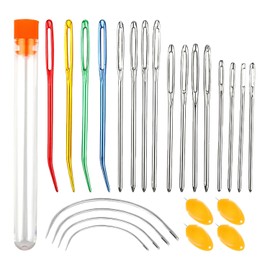 20-Piece Bent Needles and 4-Piece Threaders, Curved Needles, Sewing Needles, Sewing Tools, Yarn Needles, DIY Knitting Accessories