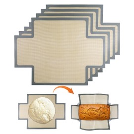 4PCS Reusable Silicone Bread Loaf Pan Liner, Silicone Bread Mat，Food-Grade Loaf Pan Lifters, Non-Stick, Easy to Clean，Best Fits 9x5" or 1.5lb Loaf Pans