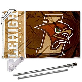 College Flags & Banners Co. Lehigh Mountain Hawks Flag with Pole and Bracket Holder University Set