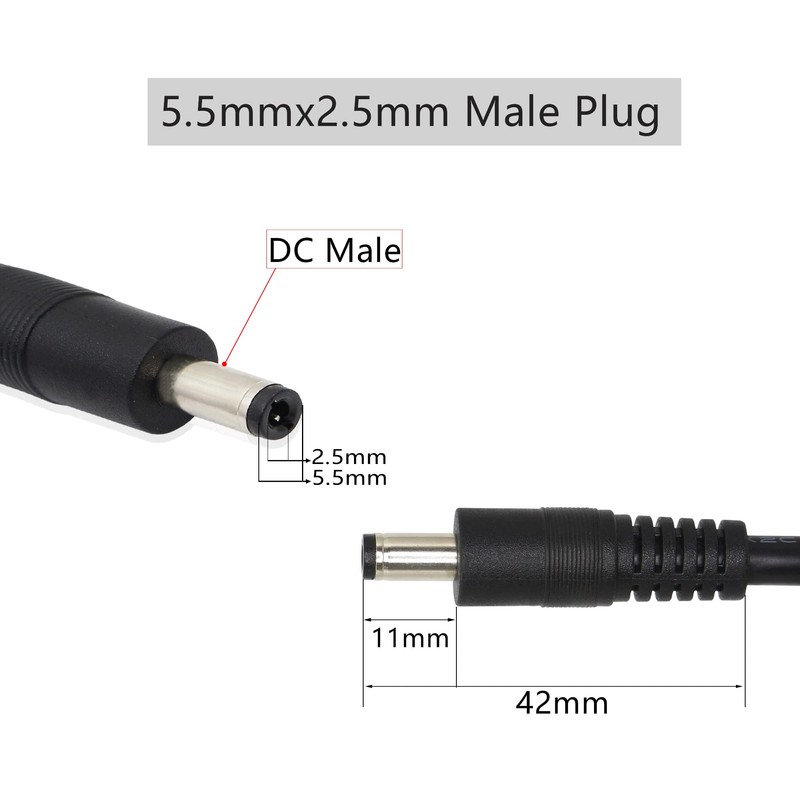 GINTOOYUN DC Power Pigtails 2 Pack DC 5.5mm x 2.5mm