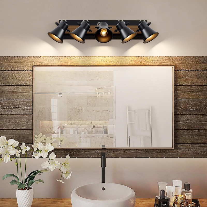 KEESFU 5-Light Track Lighting Kit,Black Semi Flush Mount Ceiling Light