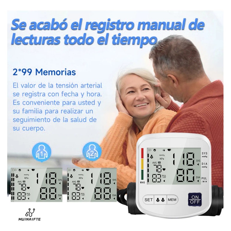 Monitor Digital Automático MUINAIFTE de Toma Presión de Brazo Uso