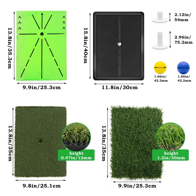 3 Pack Replaceable Golf Hitting Mats, Golf Practice Swing Mat