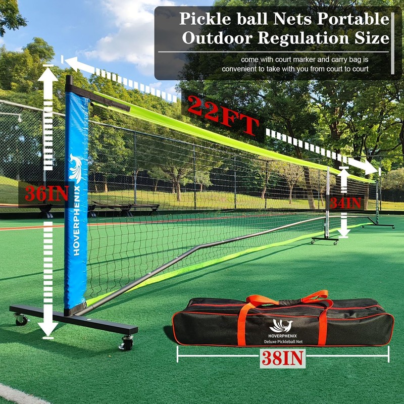22FT Regulation Size Pickleball Net for Driveway, Outdoor Balls and