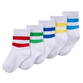 WS-SS25 Baby Boys 5 Pairs Cotton Rich Sport Design Ankle Socks White 3-5.5