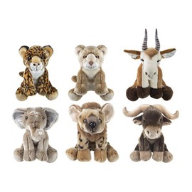 Premium Safari Plush - 30 cm (1 Pc.) - 6 Assorted Safari Plush Impala, Hyena, Lioness, Buffalo, Leopard, Elephant, Perfect for Cuddling, for Kids and Animal Lovers