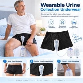 Male External Urine Collector for Bedside & Travel Use – Reusable Silicone Set with 2 Drainage Bags