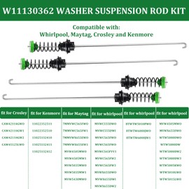 W11130362 Washer Suspension Rod Compatibel with Whirlpool, Kenmore, and Washers, Compatible with Fits for WTW5000DW2 WTW5000DW3 WTW5000DW1 MVWX655DW1 Models, Replaces W10594080, W10735786