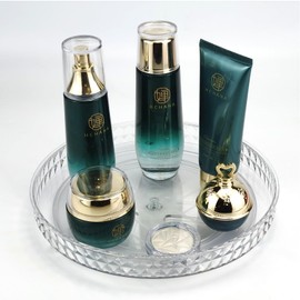 KITHOLD Lazy Susan Turntable Cabinet Organizer, Clear 360° Rotating Bathroom Counter Organizer, Lazy Susan Organizer for Pantry, Refrigerator, Under Sink Organizer - Diamond Clear, 2 Pack (9.5“&10.5“)