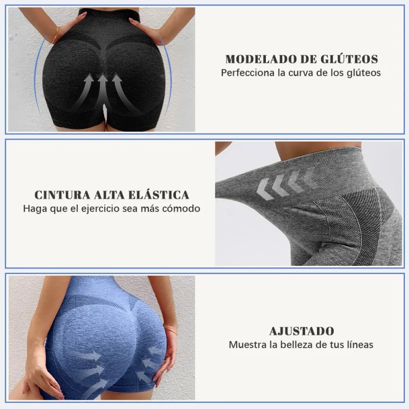 6pzs Pantalones Corto+bra Conjunto Licra Deportivo Gym Mujer