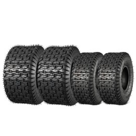 MaxAuto FOX V1 15x6.00-6 & 18x8.50-8 Lawn Mower Front & Rear Tire Set,15x6.00x6nhs Front and 18x8.50x8nhs Rear Tires for Golf Cart, Lawn & Garden Tractor, 4Ply Tubeless Truf Tires, 4pcs(Patent Design)