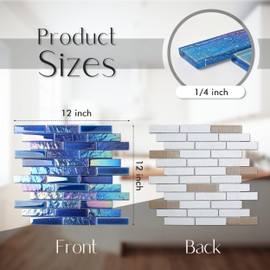 Blujellyfish Blue Glass Porcelain Tile Box of 5 Square Feet Iridescent Starry Sky Backsplash Tile for Swimming Pool Kitchen Bathroom TSTNB18 (5 Square Feet)