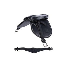 HKM Kids Saddle for Cuddle Pony - Toy Saddle Made of Faux Leather with Saddle Girth and Stirrups, Black