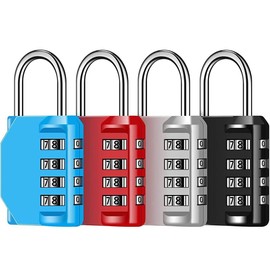 Set of 4 Combination Padlock, Padlock, Small Combination Lock, 4-Digit Locker Lock, Rustproof Lock with Combination Code for School, Gym, Door, Fence, Suitcase