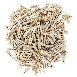Shatchi 100 Natural Wooden Colour Mini Craft Pegs Cloth Photo Hanging Spring Clips 25mm