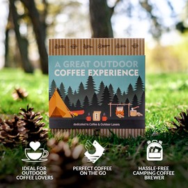 Outdoor Coffee Gift Set for Men & Women - 5 of The World's Finest Single Estate Specialty & Organic Coffees | Brew & Enjoy Anytime, Anywhere | Camping & Traveller Themed Assortment Box for Him & Her