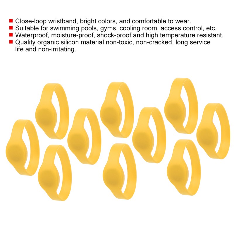 10pcs 13.56Mhz RFID Wristband Silicone Bracelet Waterproof IC Card for