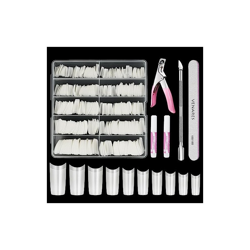 Acrylic Nail Tips Set, Venares 500 Pieces White Nail Tips