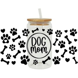 Dog Footprint and Bone Rub On Transfer Stickers,Waterproof UV DTF Cup Wrap Transfer Cup Stickers,Rub on Transfers Stickers Decals,Clear Film Transfer Paper Iron-on Transfers