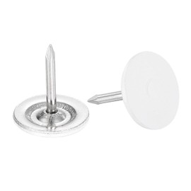 uxcell 80Pcs Upholstery Tacks, 11mmx13mm Flat Head Decorative Furniture Nails Thumb Tack for Furniture Sofa Headboards, White