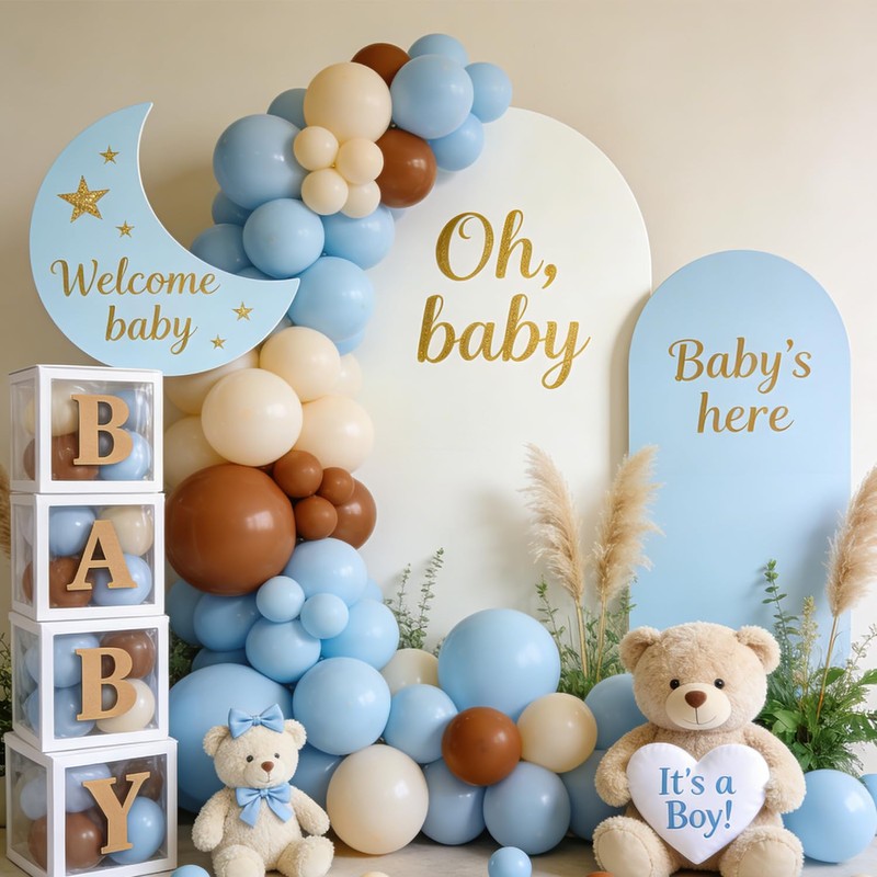 Blue Bear Baby Shower Boxes Decorations for Boy Baby Shower