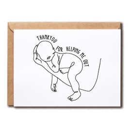 KoKi93Art Thank You For Helping Me Out Card - Baby Greeting - New Parent - Announcement - Grateful - Appreciate - Card For Midwife Nurse