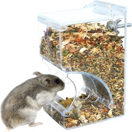 300ML Hamster Auto Feeder, Automatic Dispenser for Dwarf Hamster Small Mice Mini Hedgehog Guinea Pig Pigeon Parrots, Acrylic Clear Storage Bowl for Birds (300ml)
