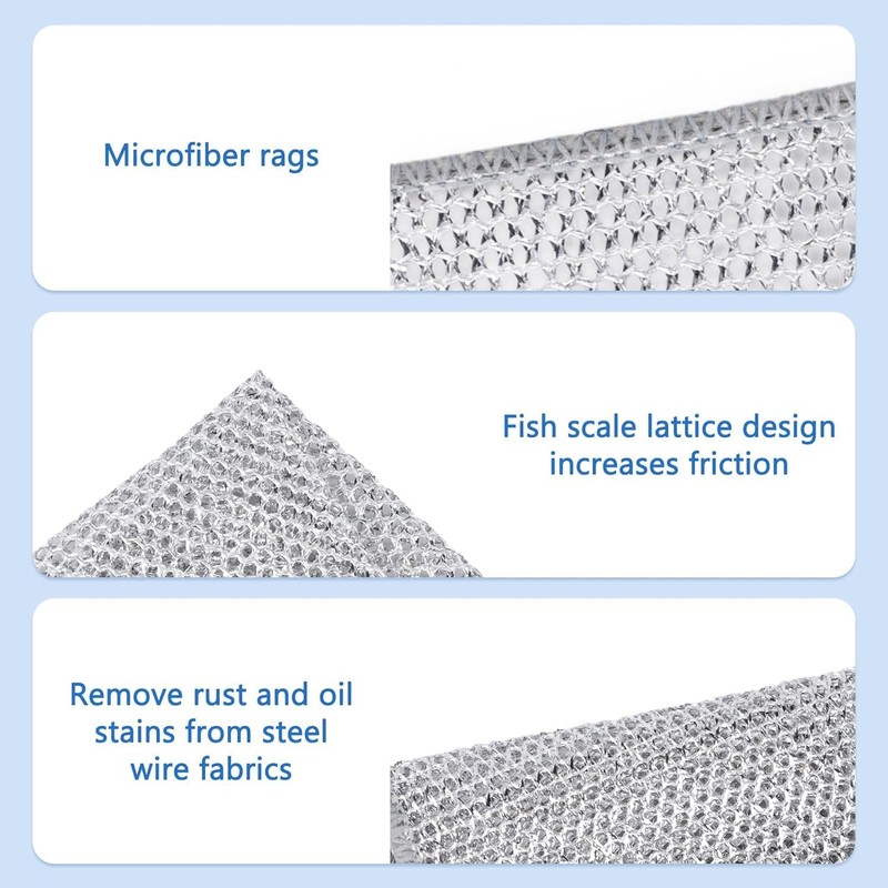 Paicreate 4 PCS Double Layer Wire Dishwashing Cloths, Non Scratch